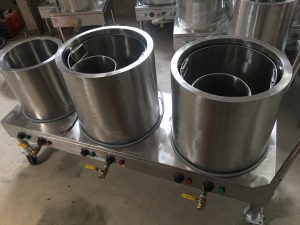 Bộ 3 nồi bánh xe tay đẩy, có trụng bán nguyệt, đặt hàng theo yêu cầu khách hàng